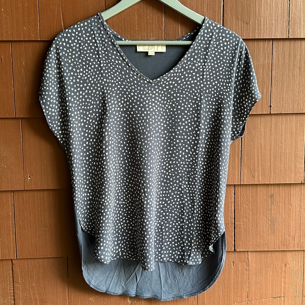 LOFT Blue/White Dot Blouse- Size XS